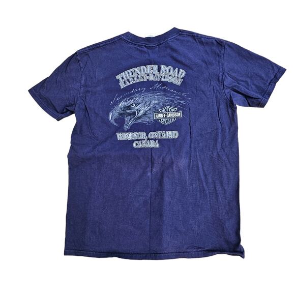 Harley Davidson Windsor, Ontario Canada‎ Blue T-Shirt Chest 42" L - Picture 8 of 11